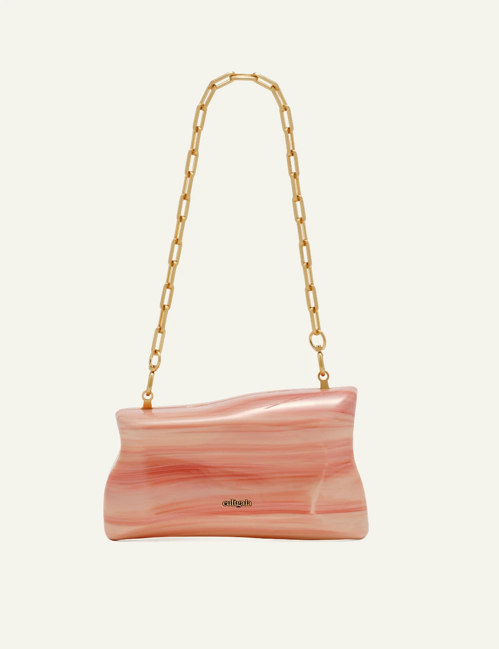 cult gaia malaya acrylic clutch coral swirl chain handle front full view