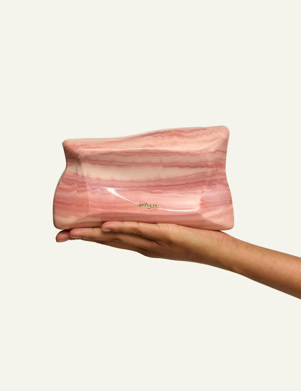 cult gaia malaya acrylic clutch coral swirl chain handle front view