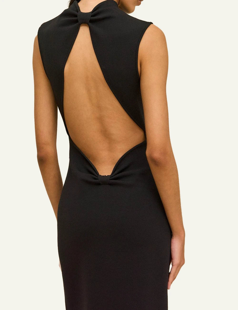 Women's Cult Gaia Dalida black knit midi dress with open back and double bow back detail