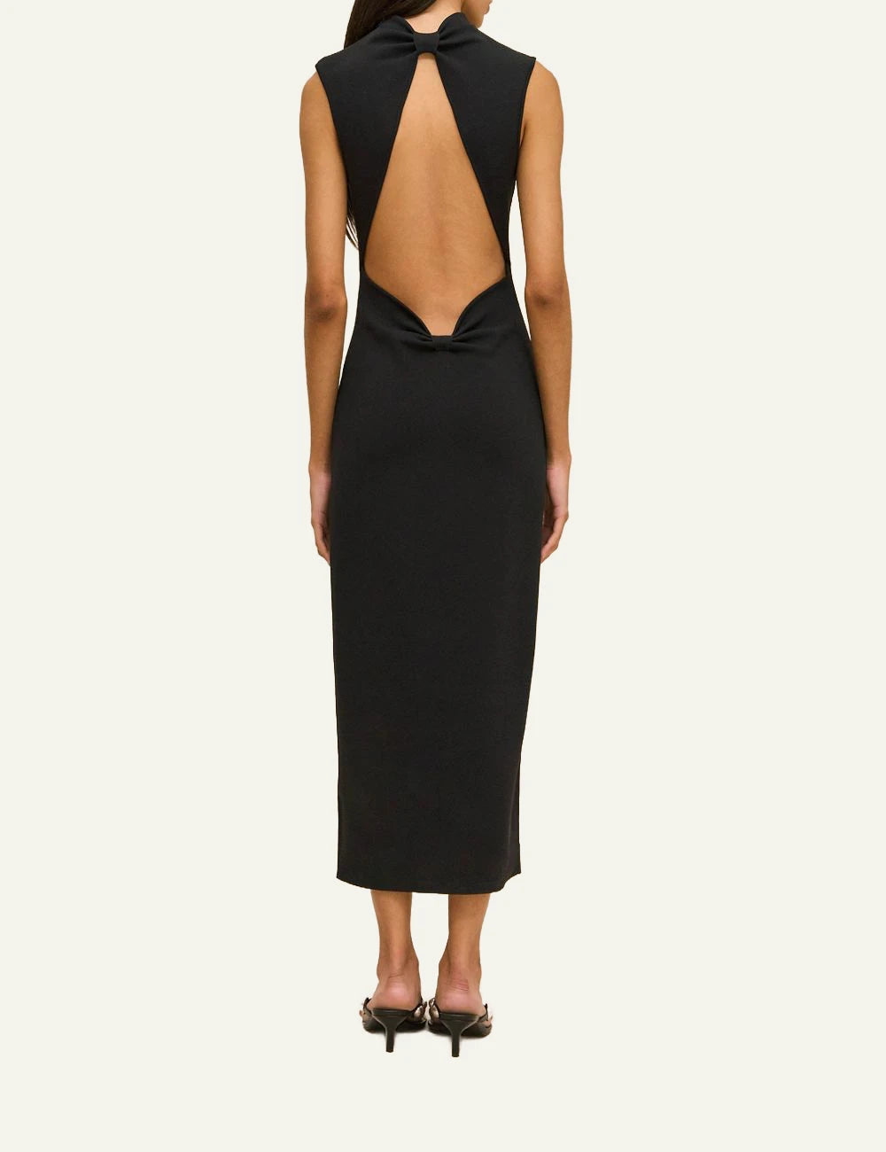 Women's Cult Gaia Dalida black knit midi dress with open back and double bow back