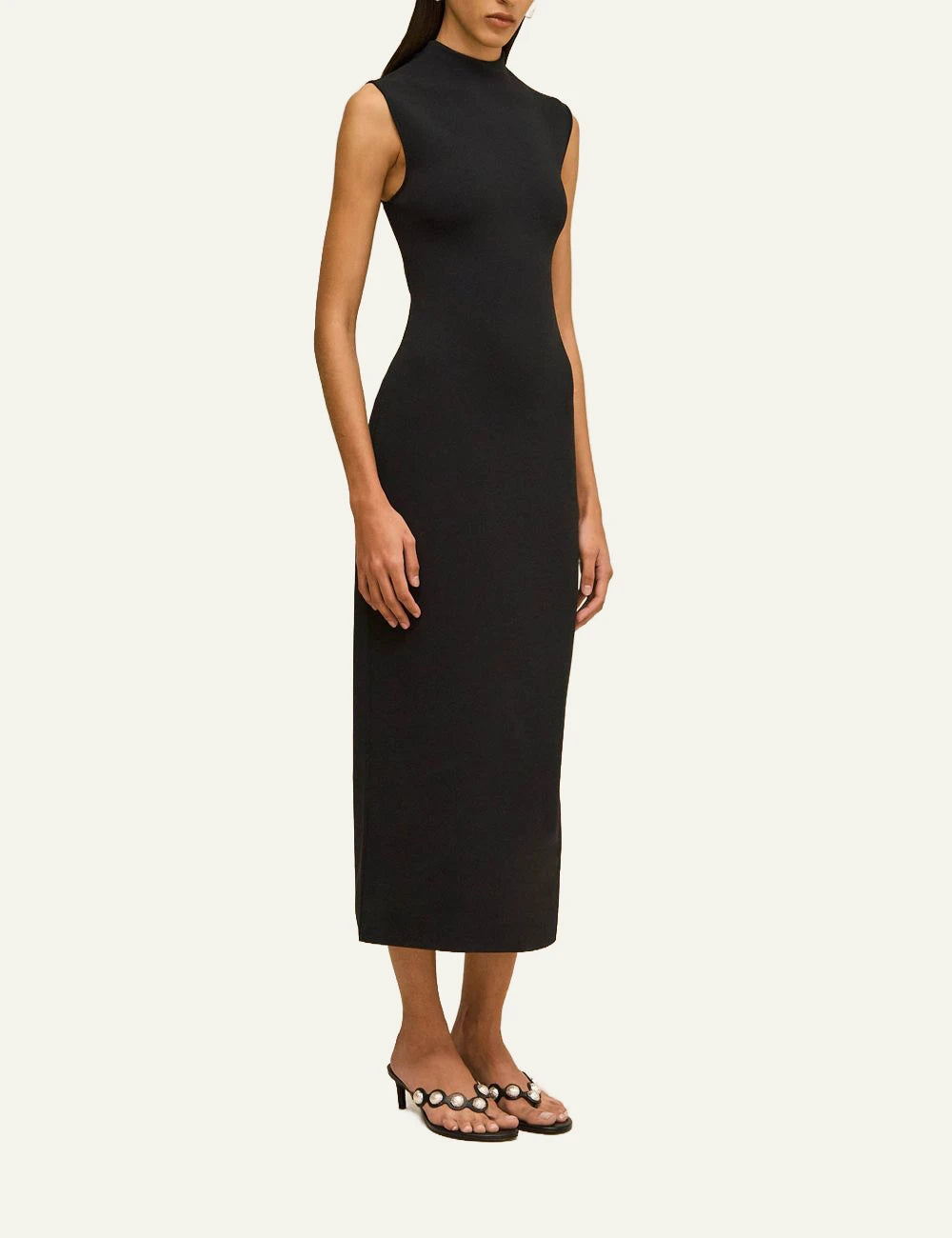 Women's Cult Gaia Dalida black knit midi dress with open back and double bow side