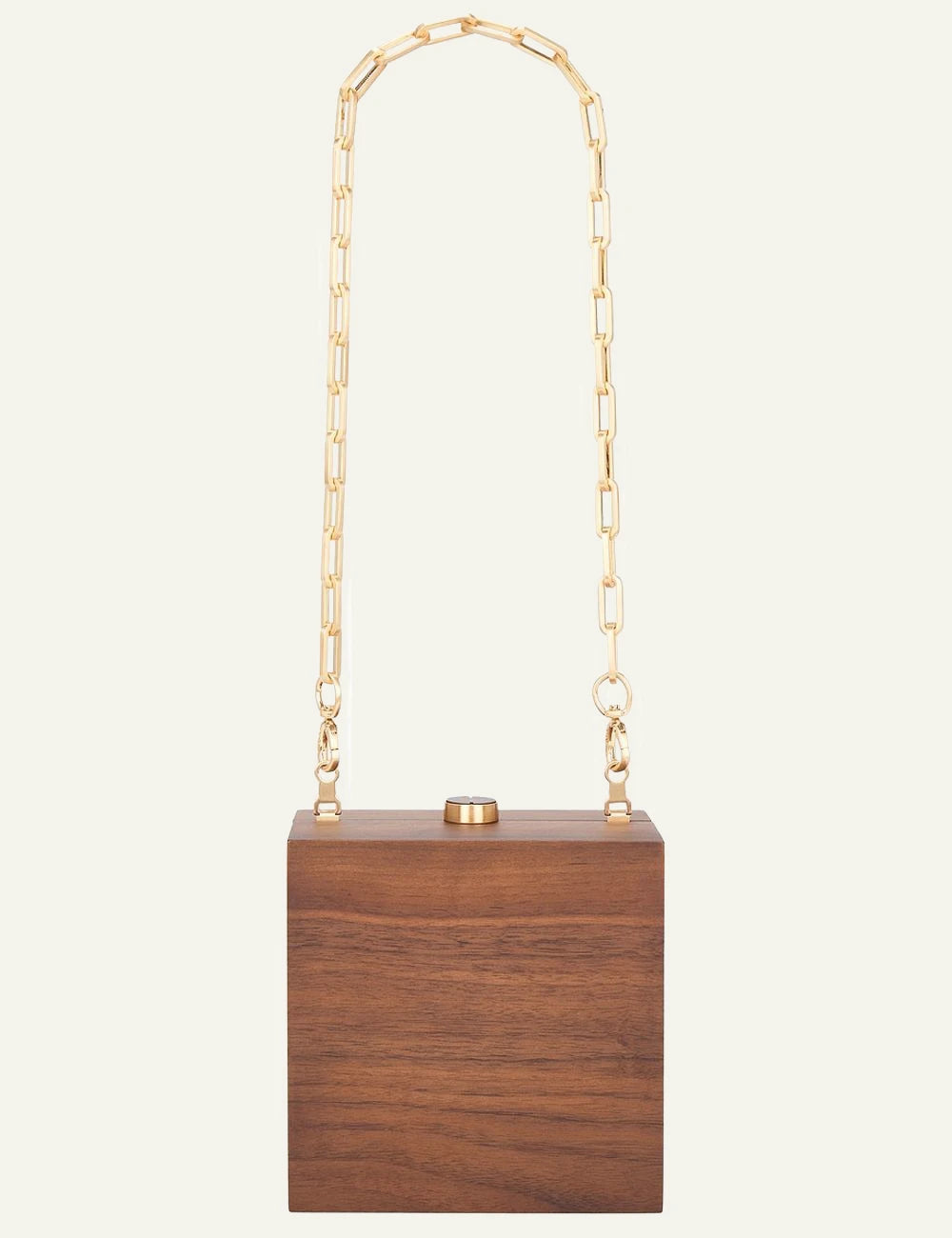 cult gaia wooden tic tac toe clutch gold chain handle back view