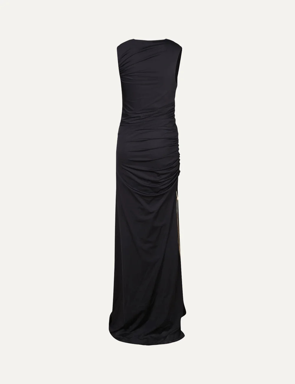 Daname Women’s Black Ruched Sleeveless Maxi Dress back view