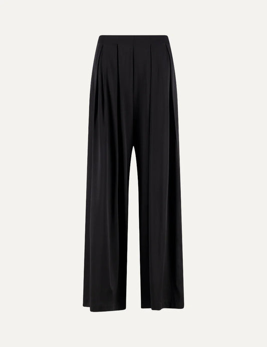 Daname Women’s Black Silk Wide-Leg Pants front view