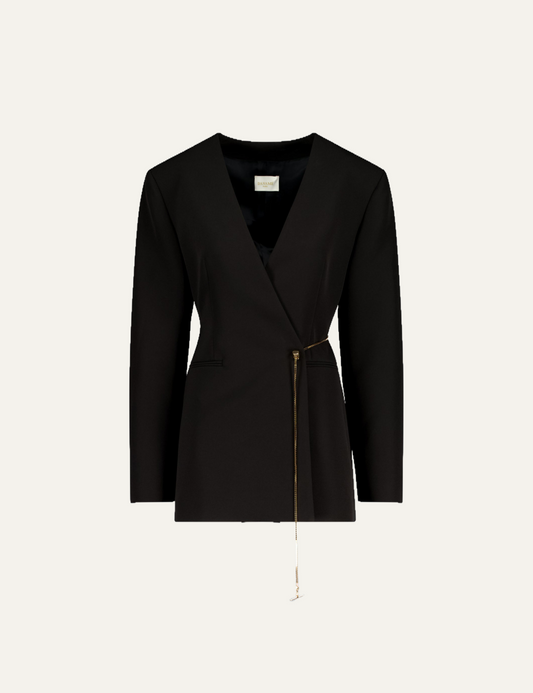 Daname Women’s Black Wrap Tailored Jacket front view