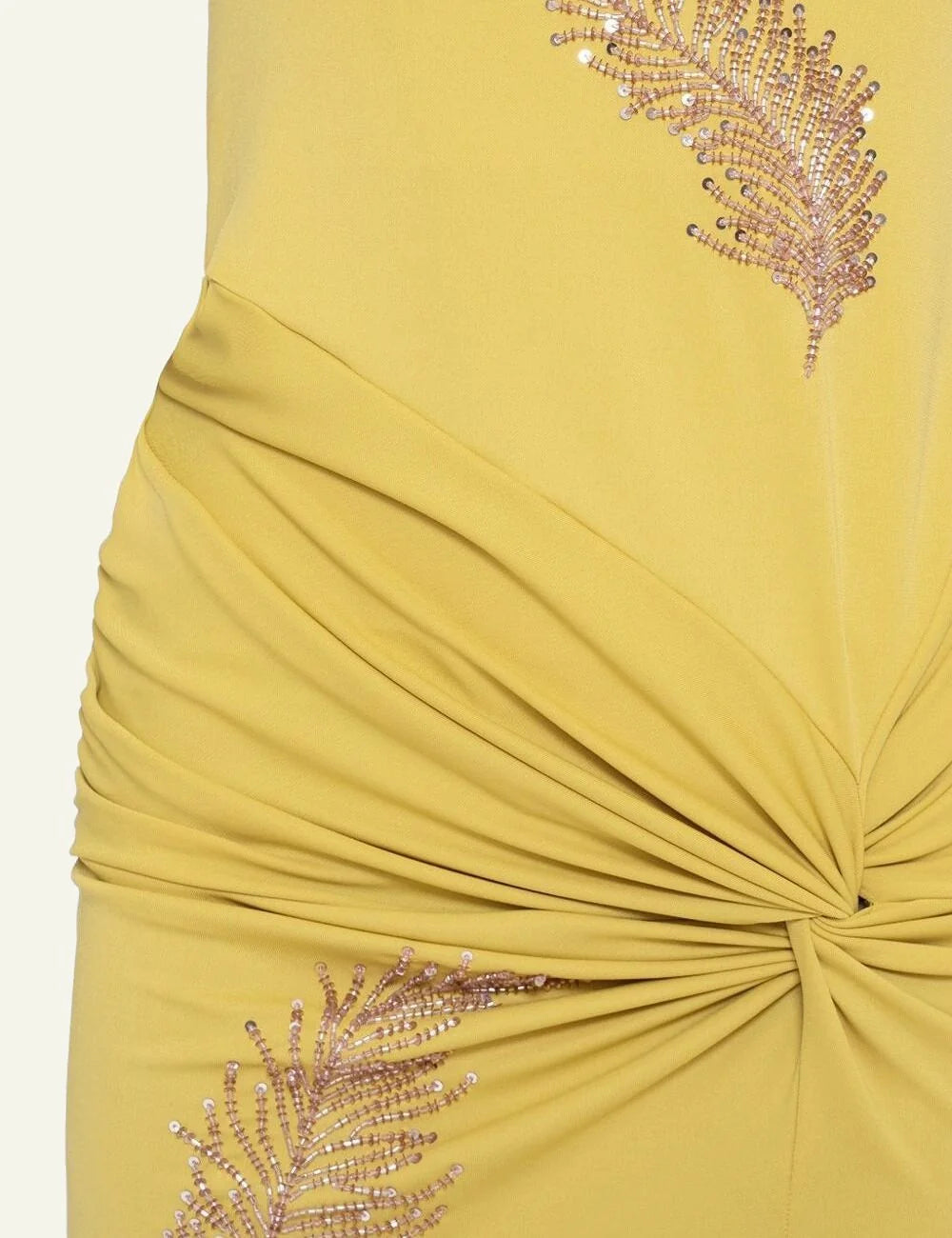 Des Phemmes tank top midi dress mango yellow me beaded embellishments knot detail view