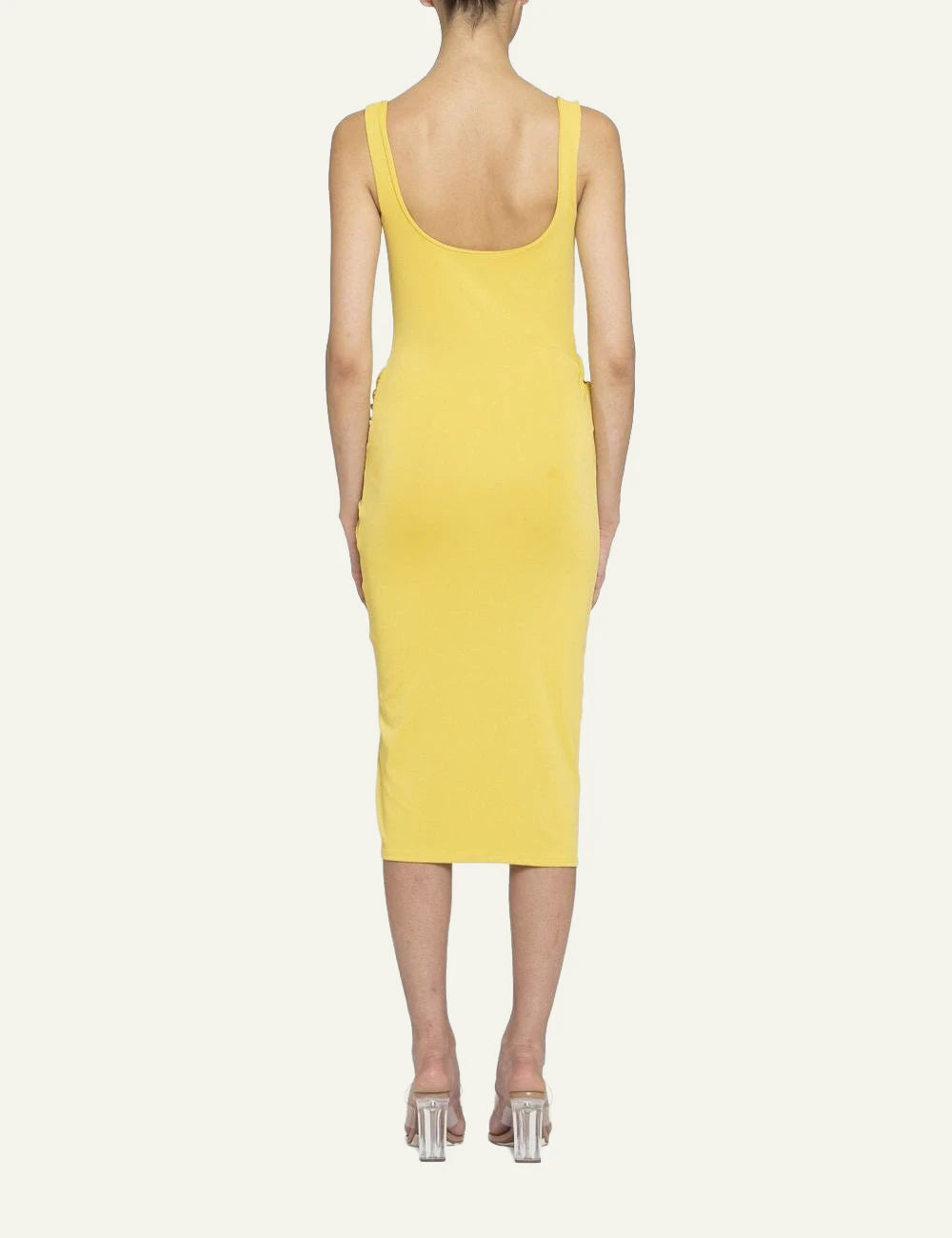 Des Phemmes tank top midi dress mango yellow me beaded embellishments knot back view