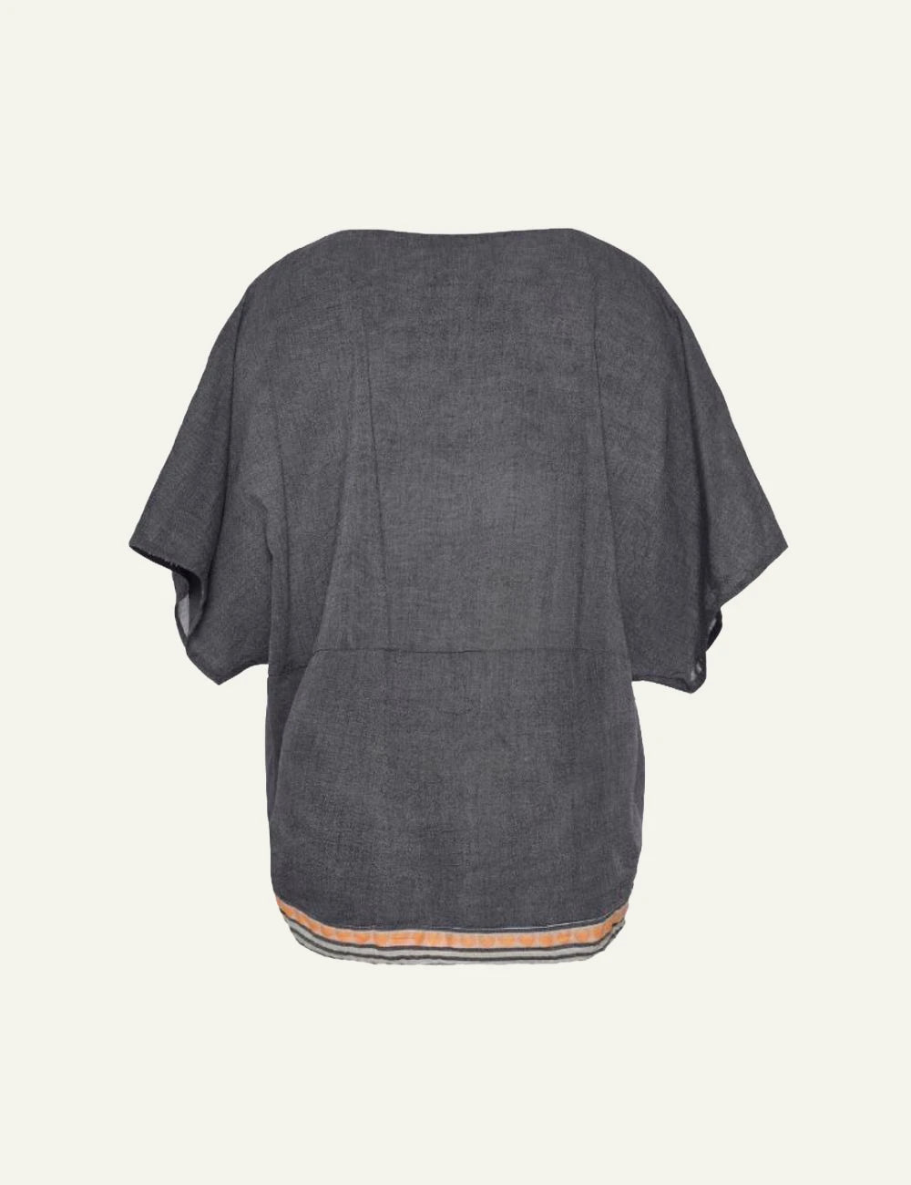 Devotion Twins blouse cotton ink blue loose fit short sleeves back view