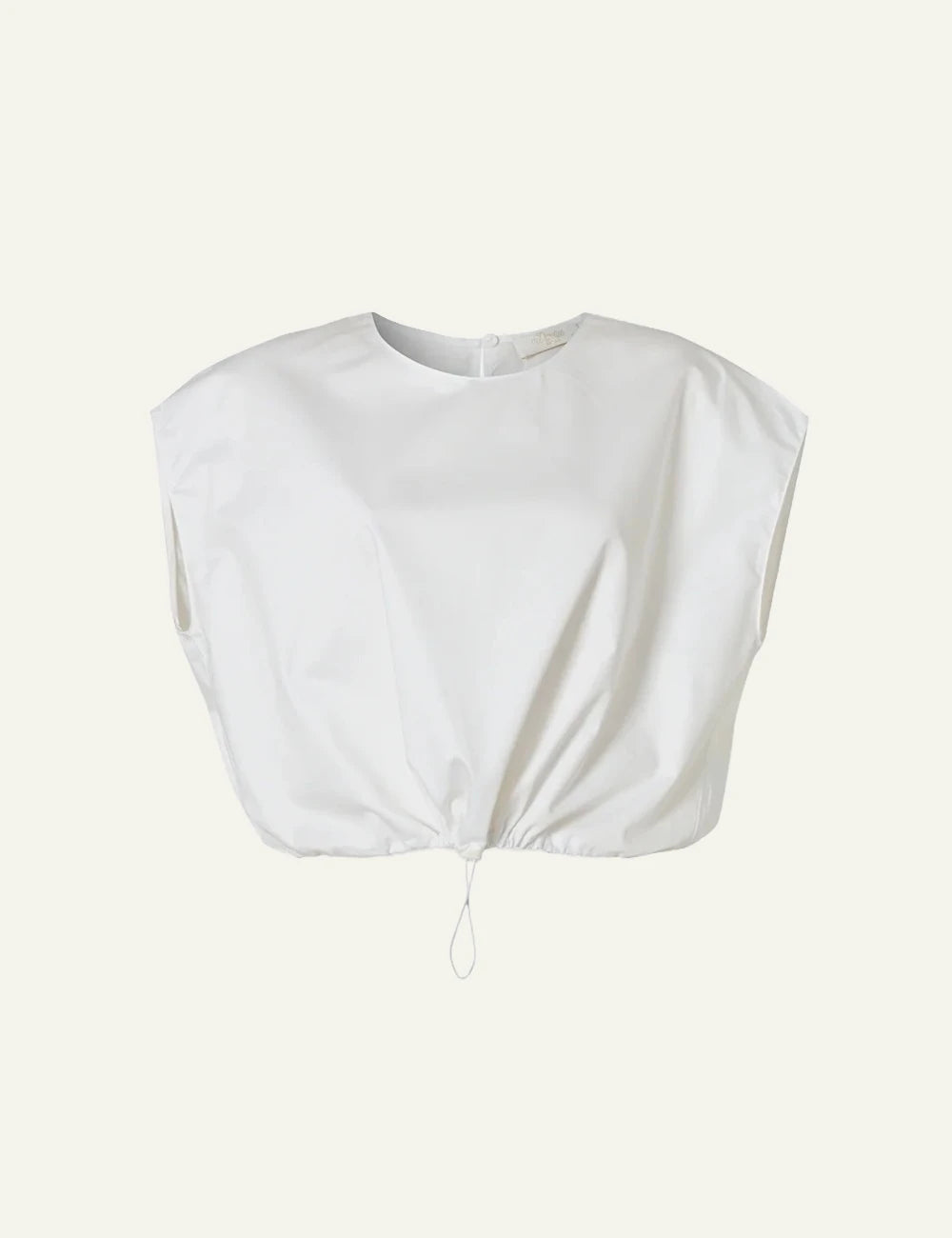 Devotion Twins crop top cotton poplin off white sleeveless front flat view