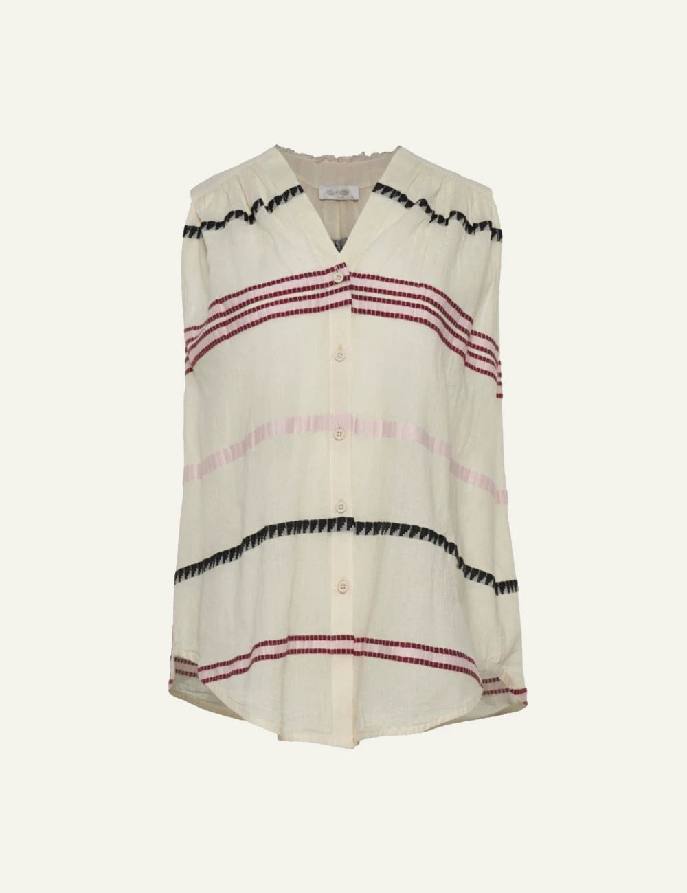 Devotion Twins Noressa shirt sleeveless jacquard off white stripes front flat view