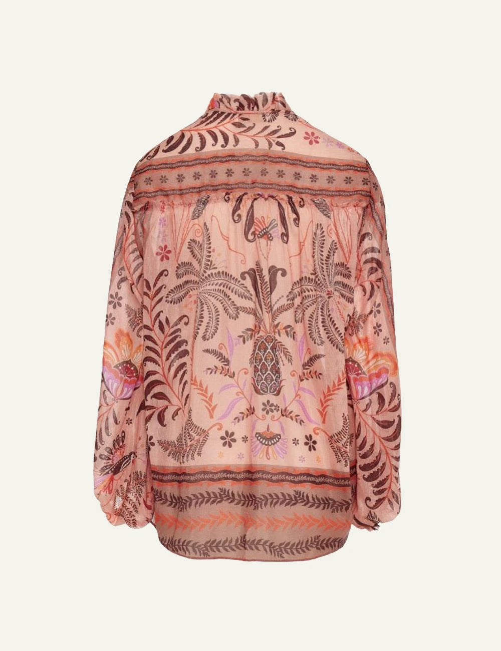 Devotion Twins blouse printed pink brown coral boho loose fit back view