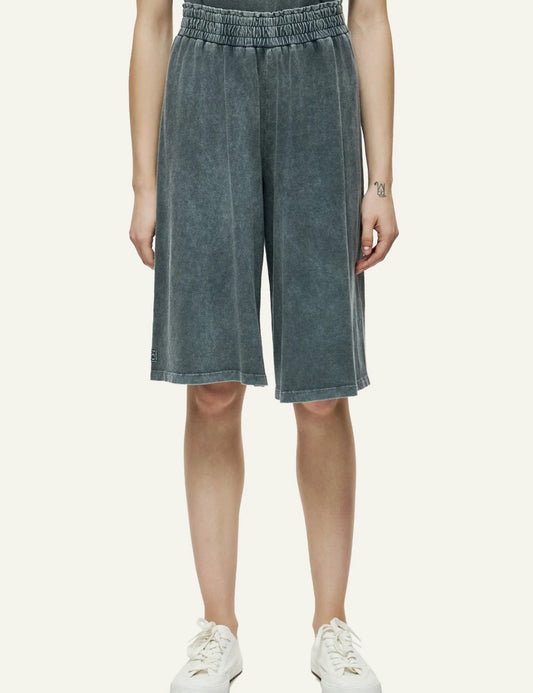 Dirty Laundry bermuda shorts acid wash green front model view