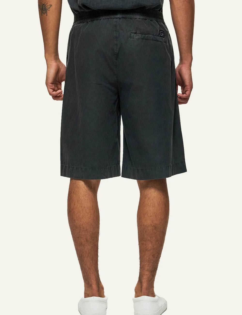dirty laundry baggy bermuda black elastic waist cotton front model  back view