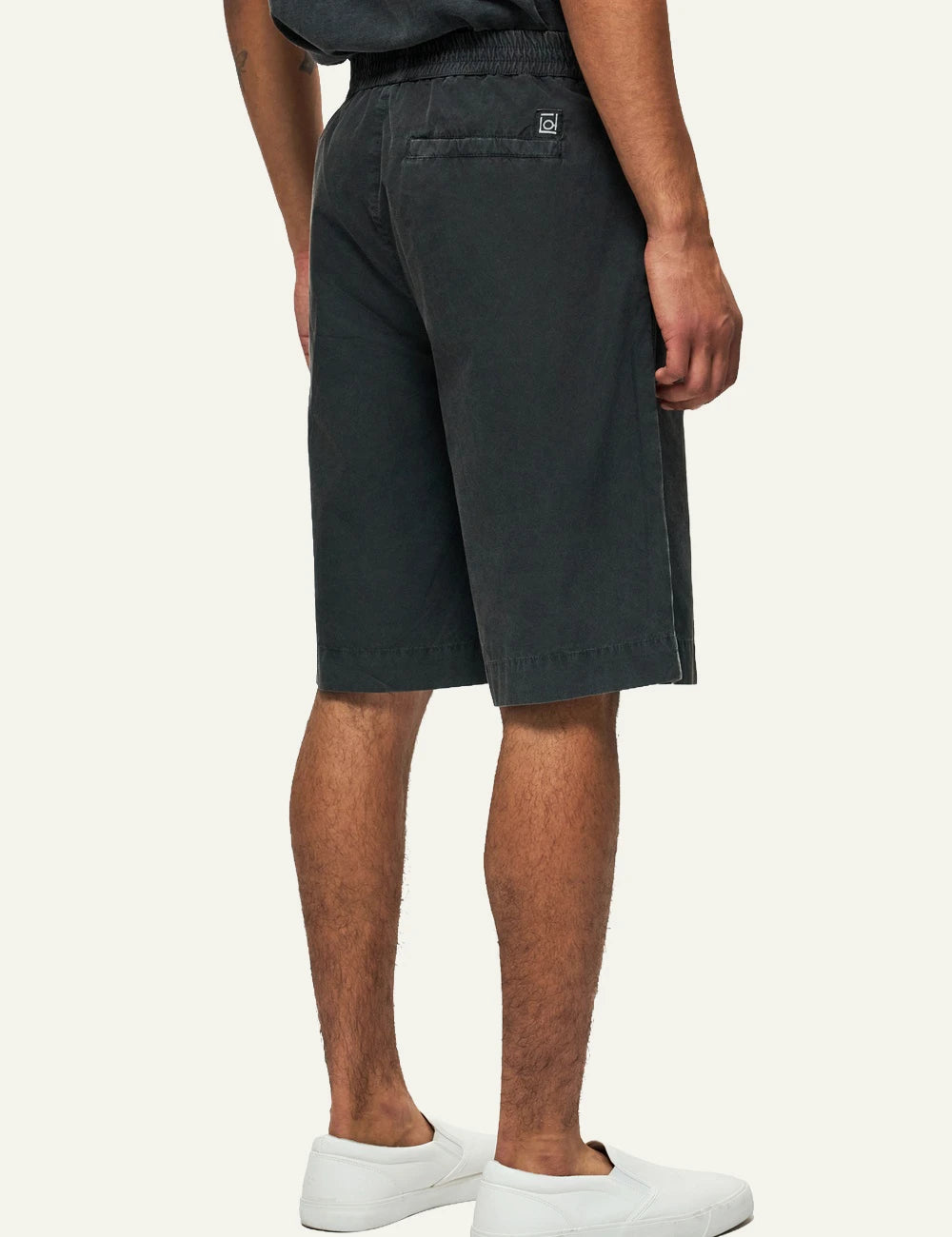 dirty laundry baggy bermuda black elastic waist cotton back view