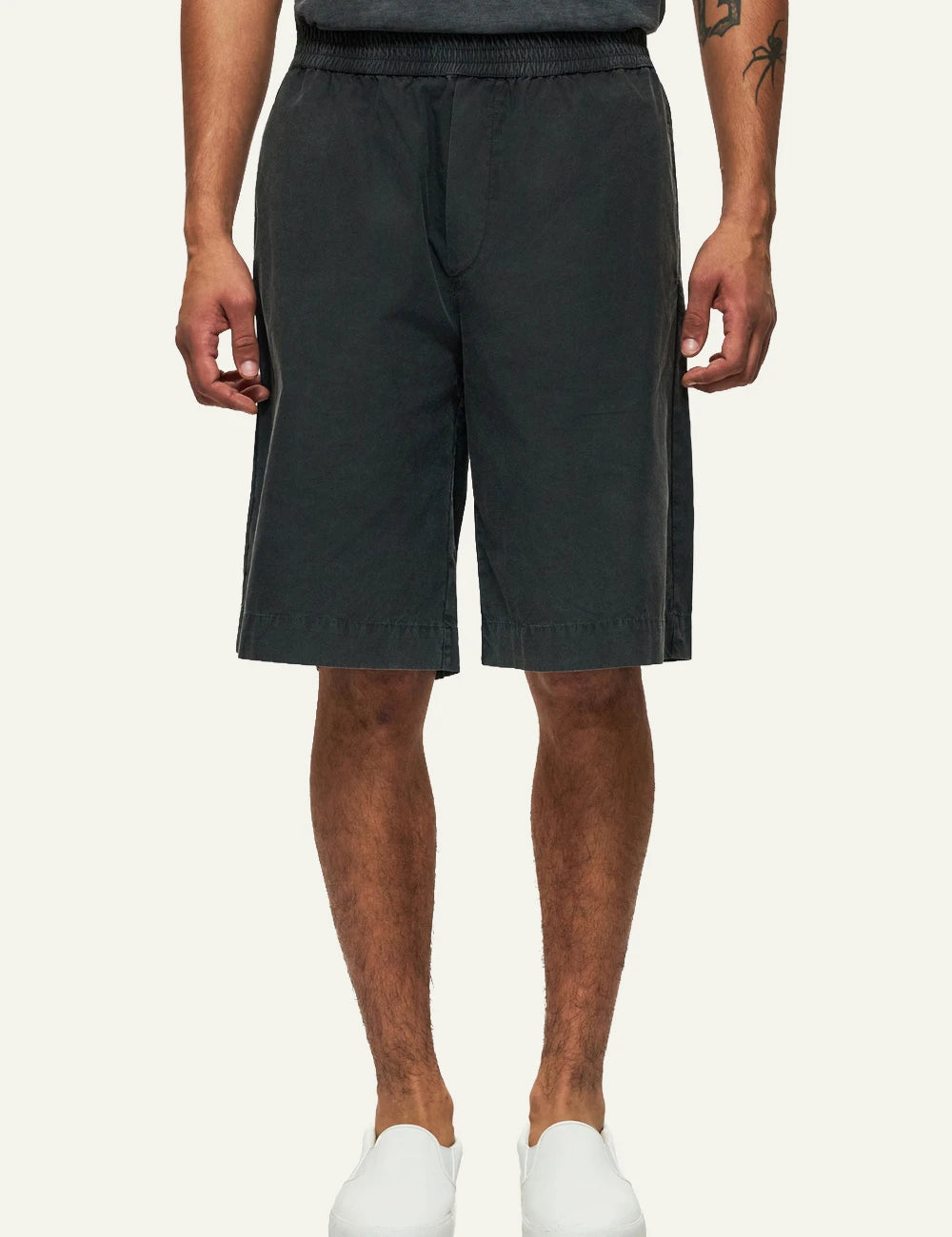 dirty laundry baggy bermuda black elastic waist cotton front model view