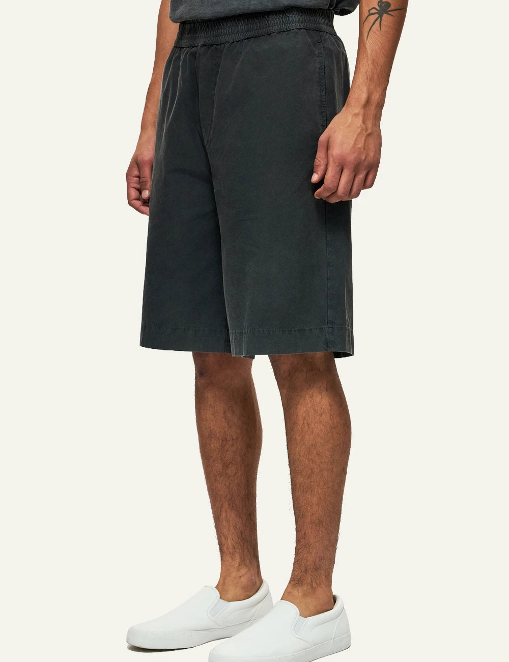 dirty laundry baggy bermuda black elastic waist cotton side view