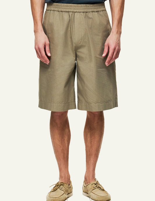 dirty laundry baggy bermuda khaki elastic waist cotton front model view