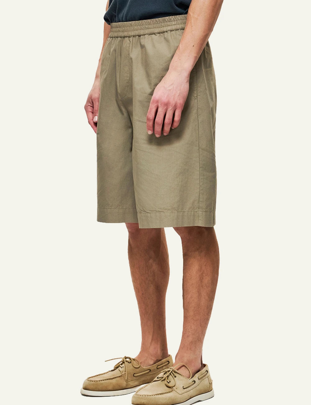 dirty laundry baggy bermuda khaki elastic waist cotton side model view