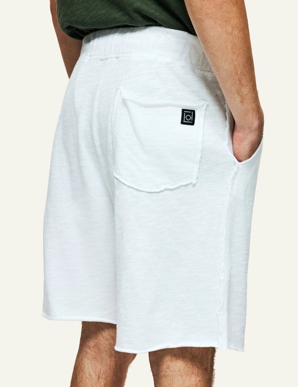 dirty laundry bermuda shorts white cotton drawstring relaxed fit profile model view