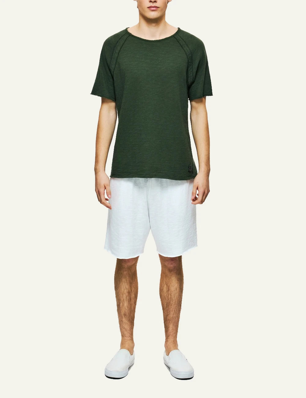 dirty laundry bermuda shorts white cotton drawstring relaxed fit front full body view