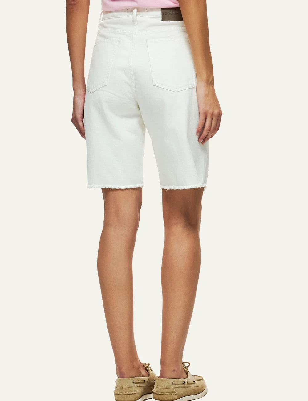 dirty laundry bull denim bermuda white raw hem cotton back model view
