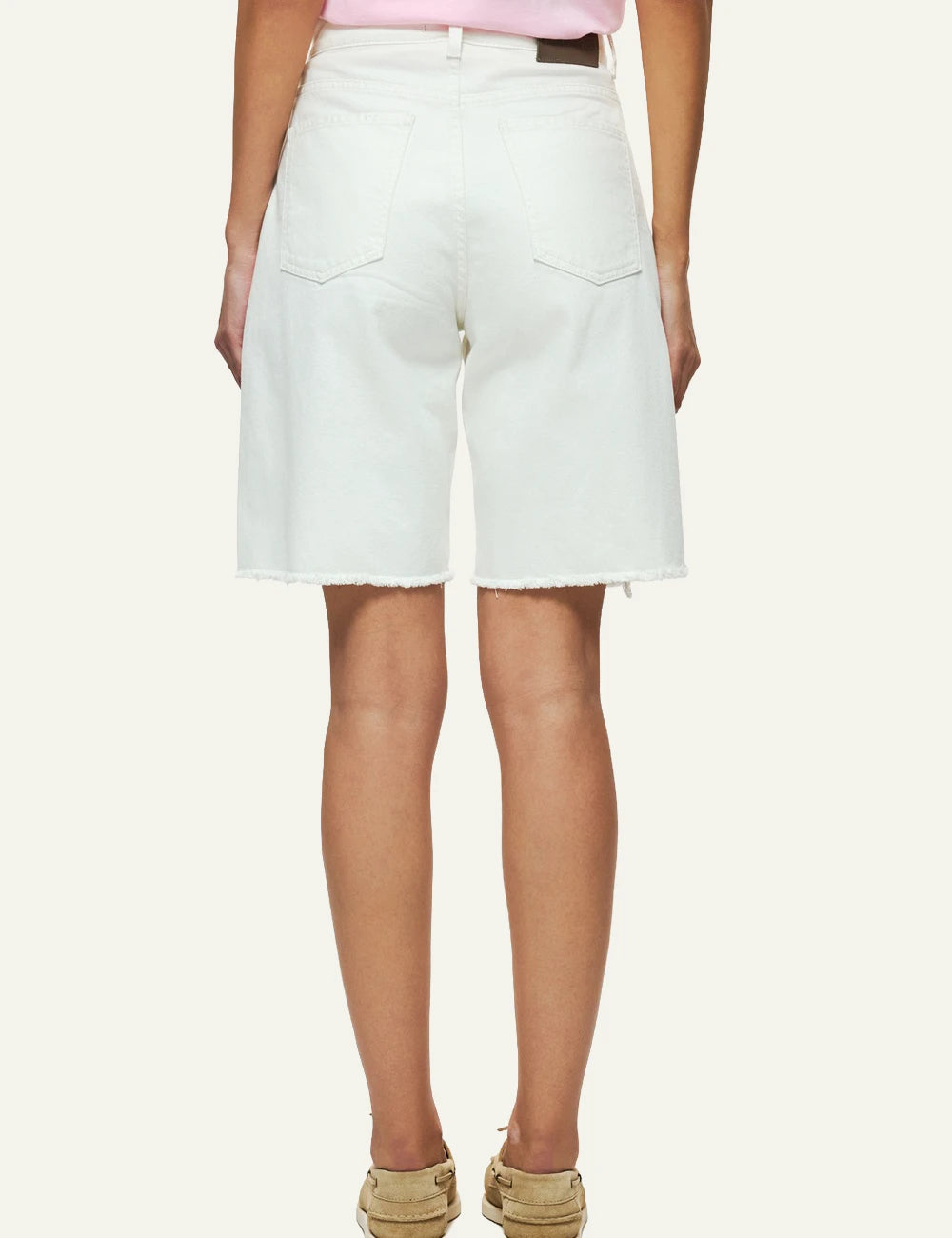dirty laundry bull denim bermuda white raw hem cotton back model view