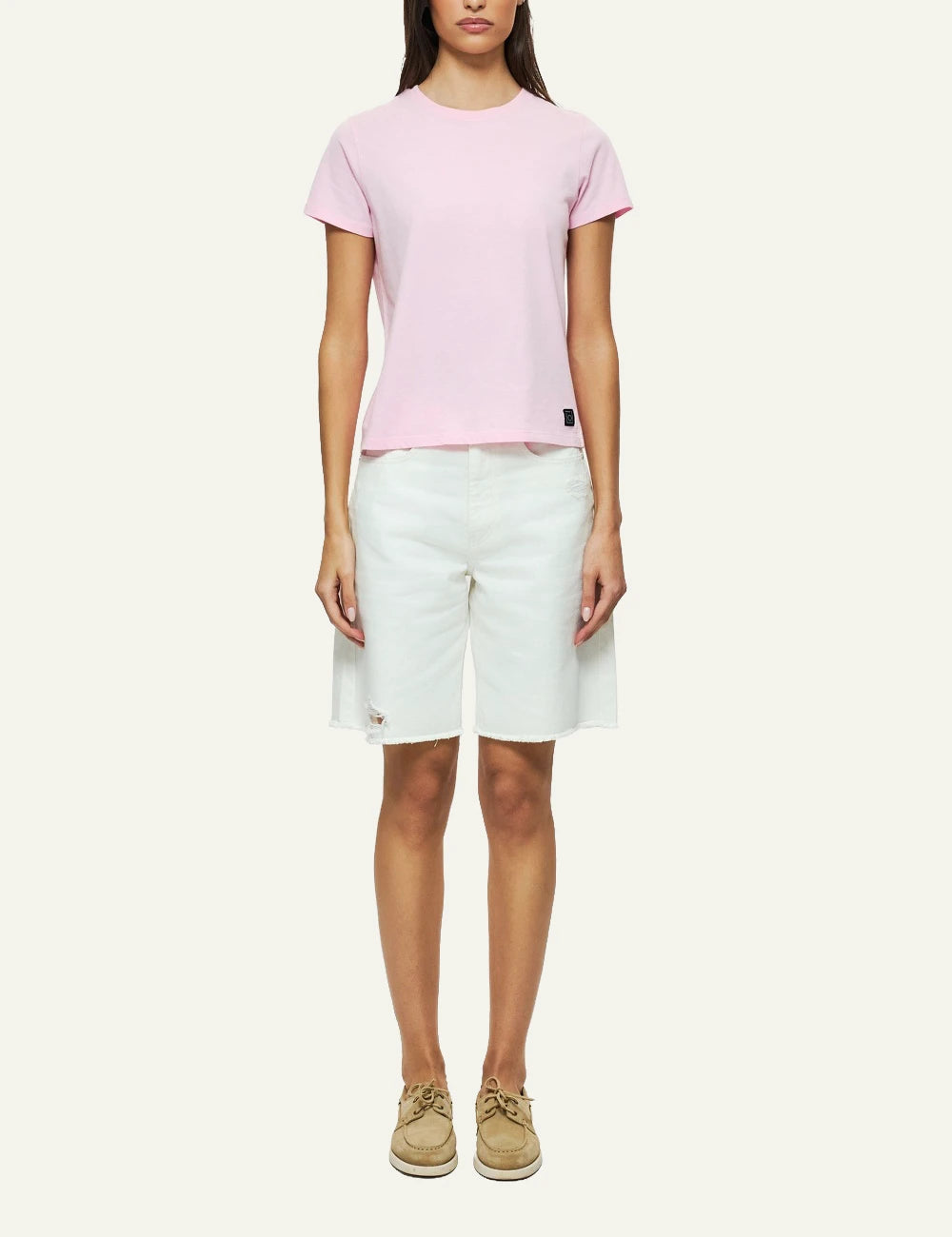 dirty laundry bull denim bermuda white raw hem cotton front full body view