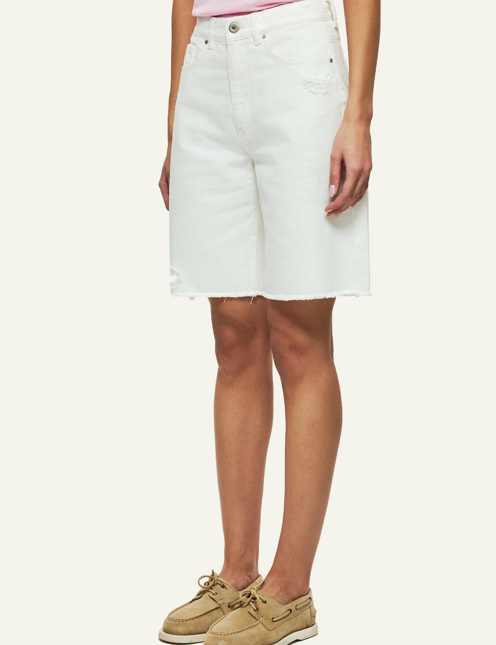 dirty laundry bull denim bermuda white raw hem cotton side model view