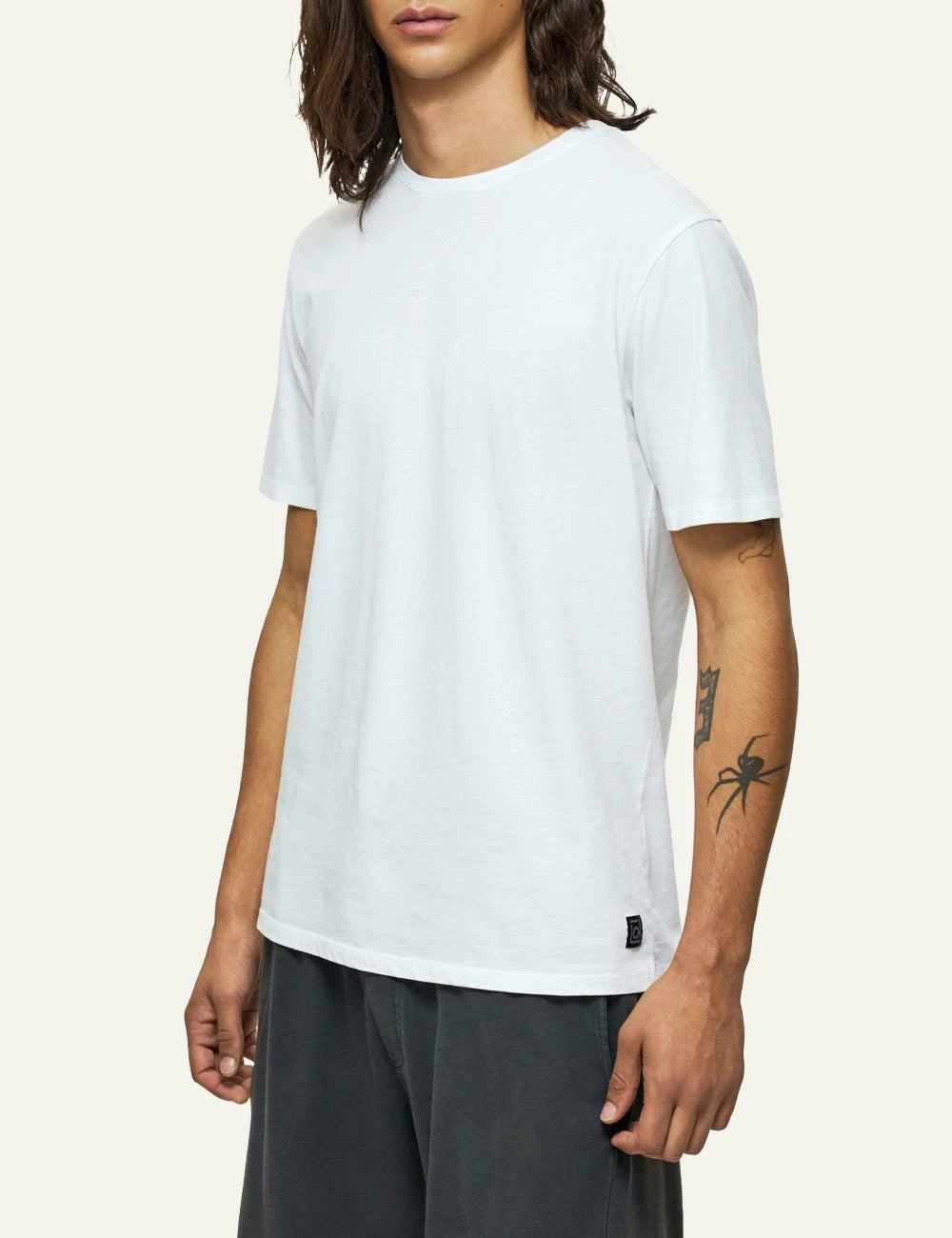 Dirty Laundry light grey t-shirt relaxed fit side model view
