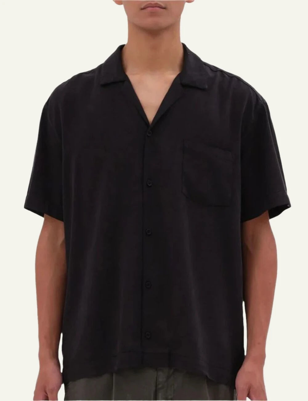 Dirty Laundry lightweight Byron shirt black front look