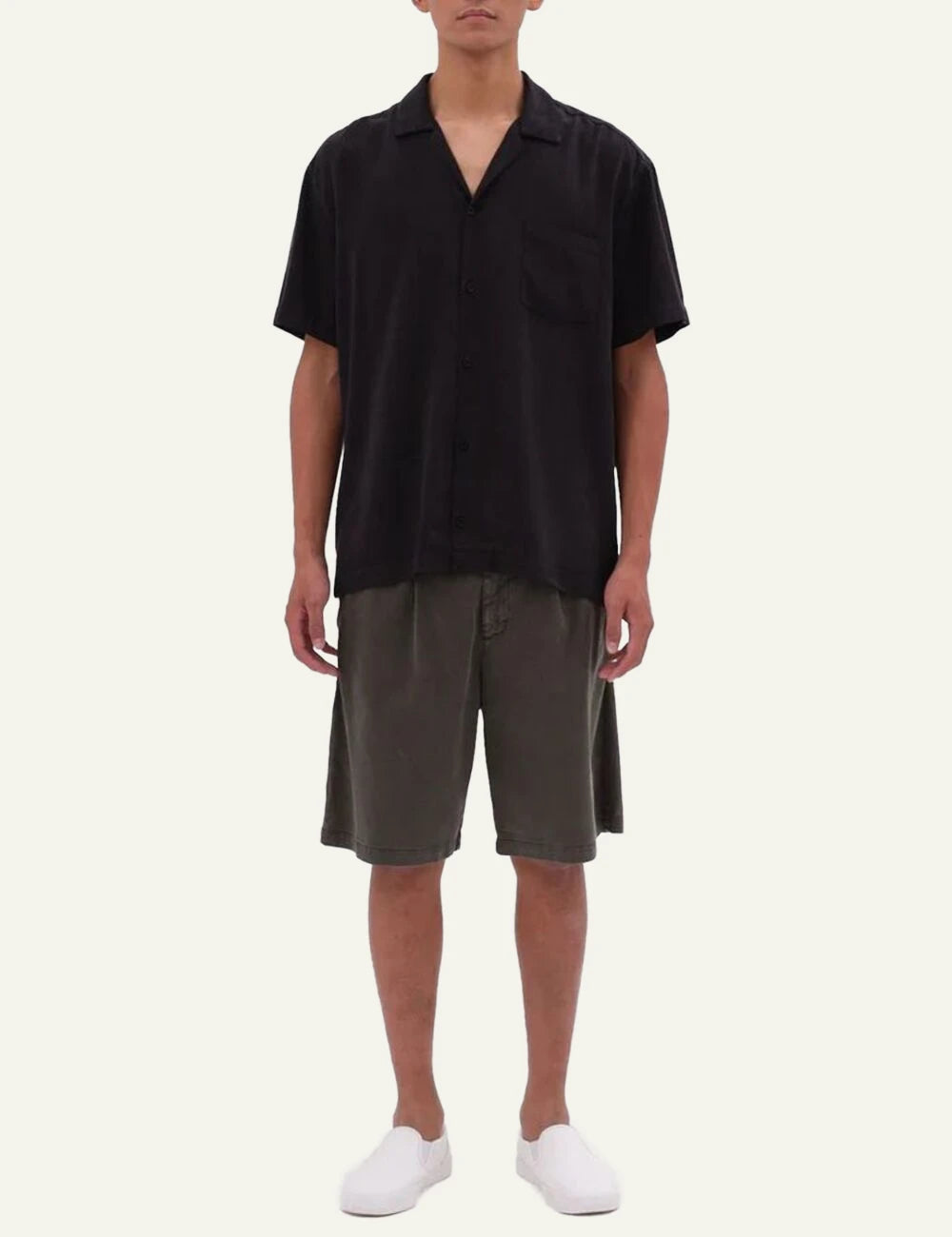 Dirty Laundry lightweight Byron shirt black front full  look