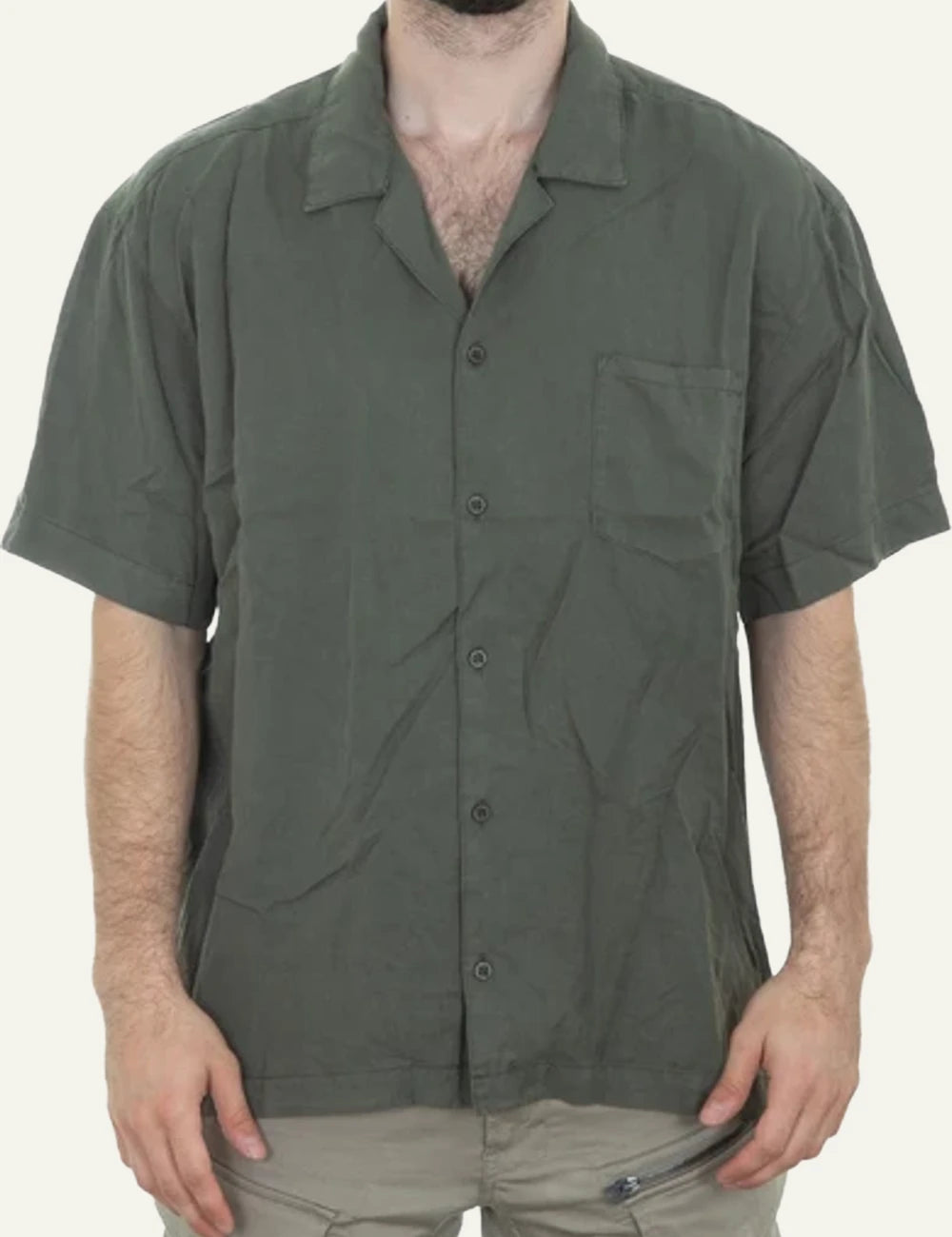 Dirty Laundry lightweight Byron shirt khaki front look