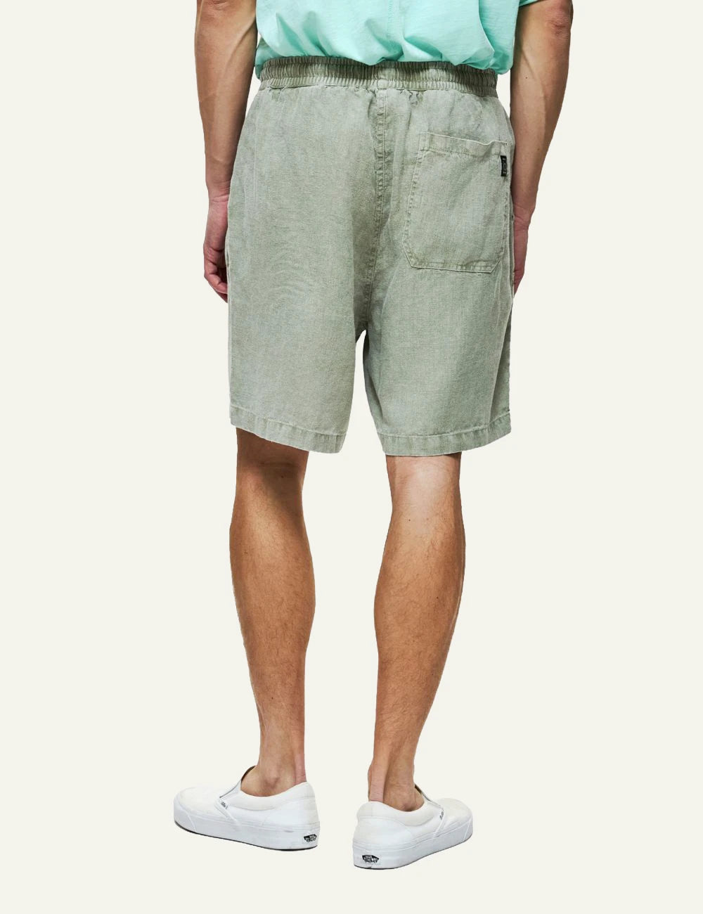Dirty Laundry linen bermuda shorts sage green relaxed fit back view