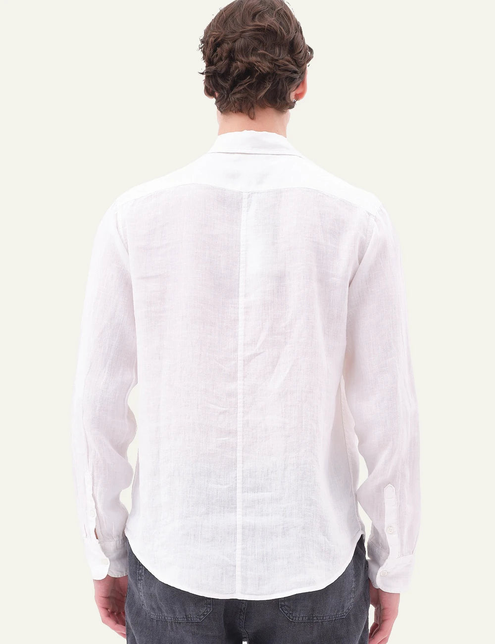 dirty laundry linen shirt white long sleeve regular fit back model view