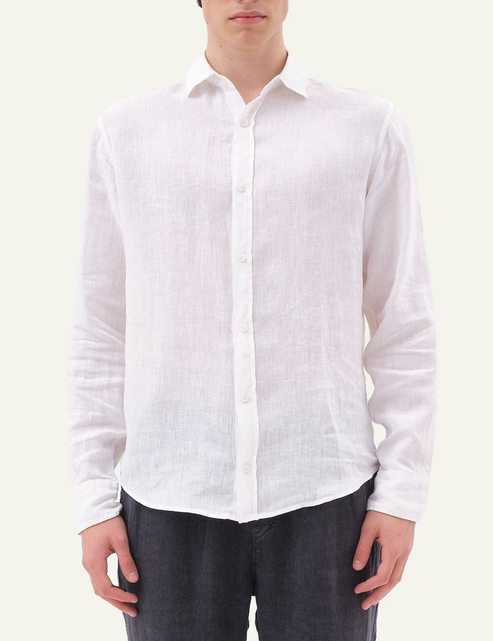 dirty laundry linen shirt white long sleeve regular fit front model view