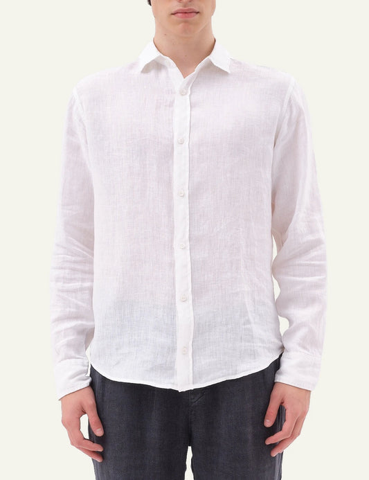 dirty laundry linen shirt white long sleeve regular fit front model view