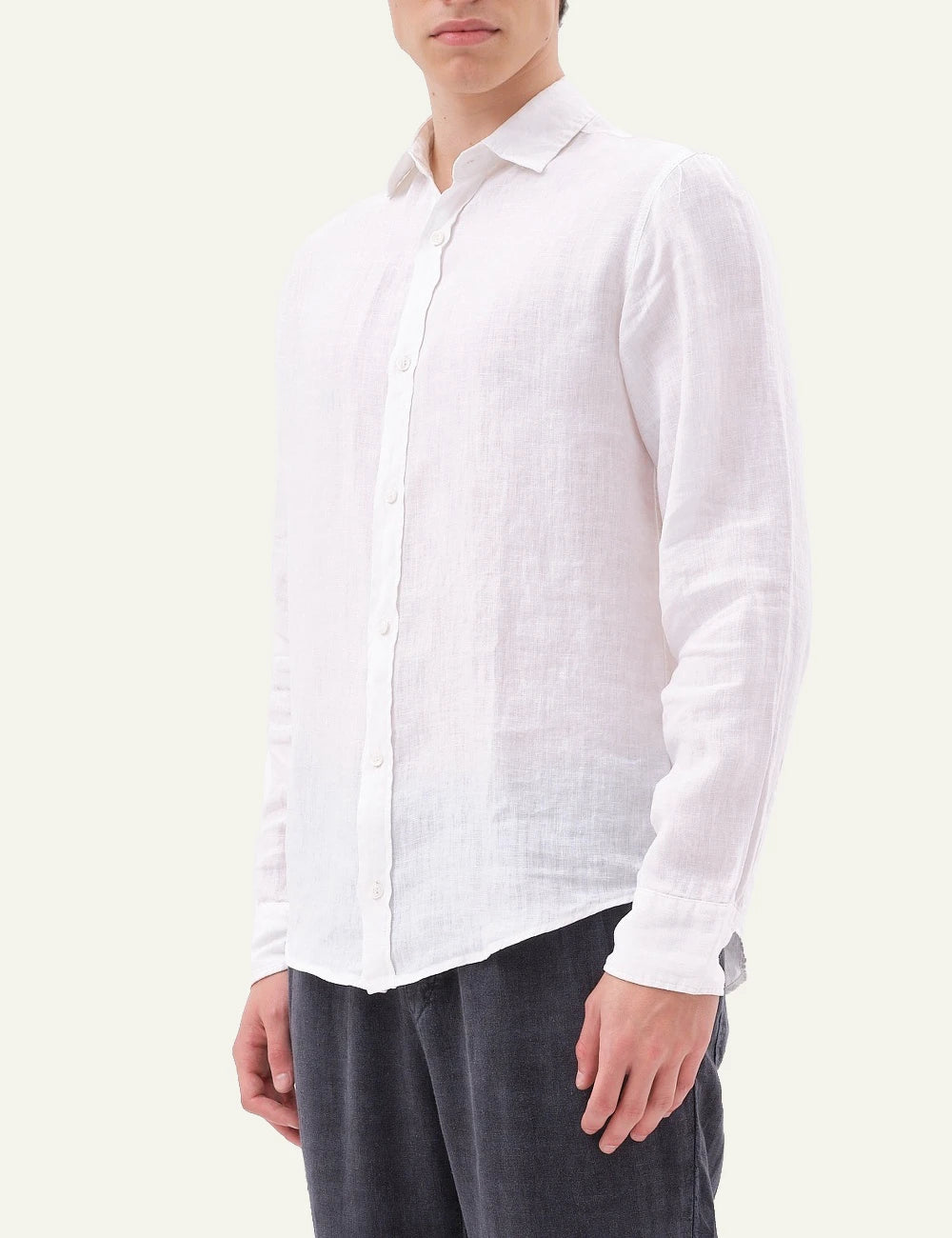 dirty laundry linen shirt white long sleeve regular fit side view