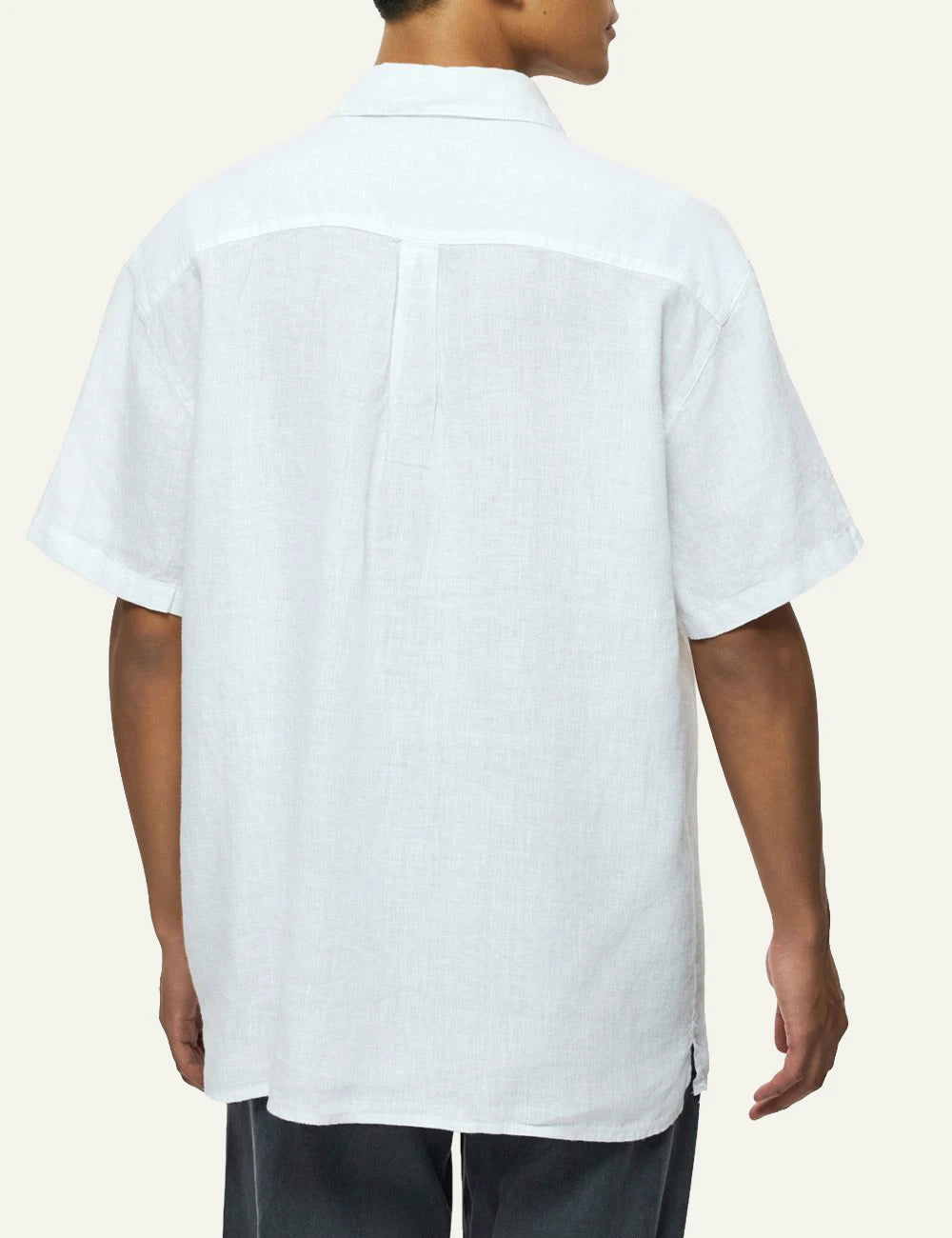 Dirty Laundry linen short sleeve shirt white relaxed fit back model view