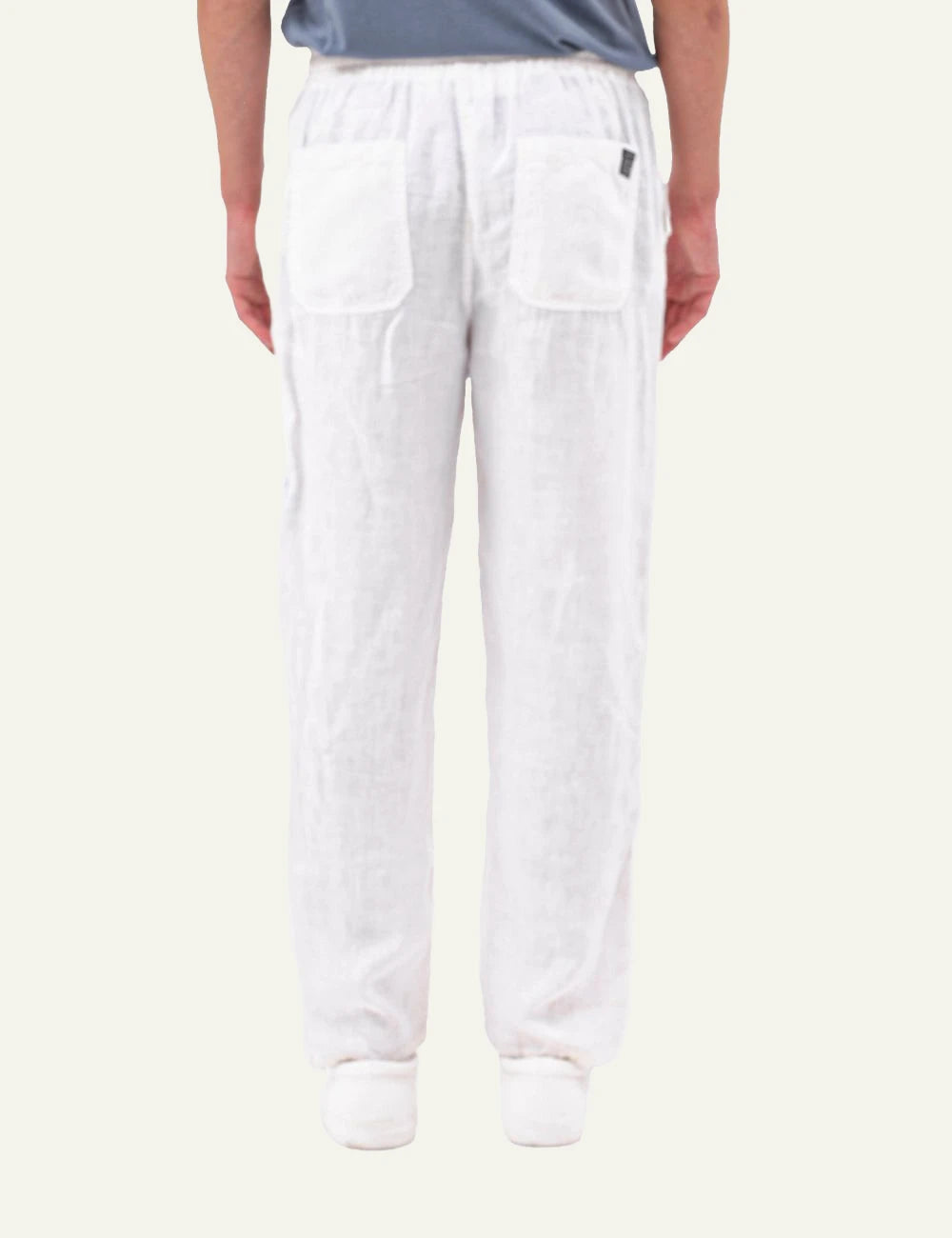 Dirty Laundry linen trousers white relaxed fit drawstring waist back model view