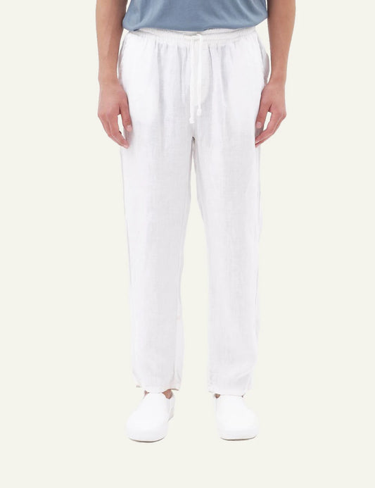 Dirty Laundry linen trousers white relaxed fit drawstring waist front model view