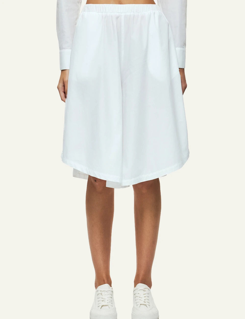 dirty laundry long bermuda white flowy wide leg elastic waist front model view