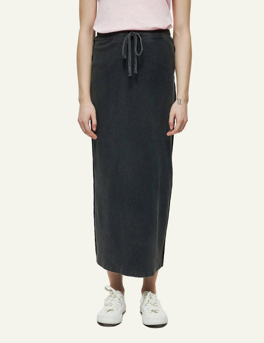 dirty laundry maxi rib skirt charcoal elastic waist front model view