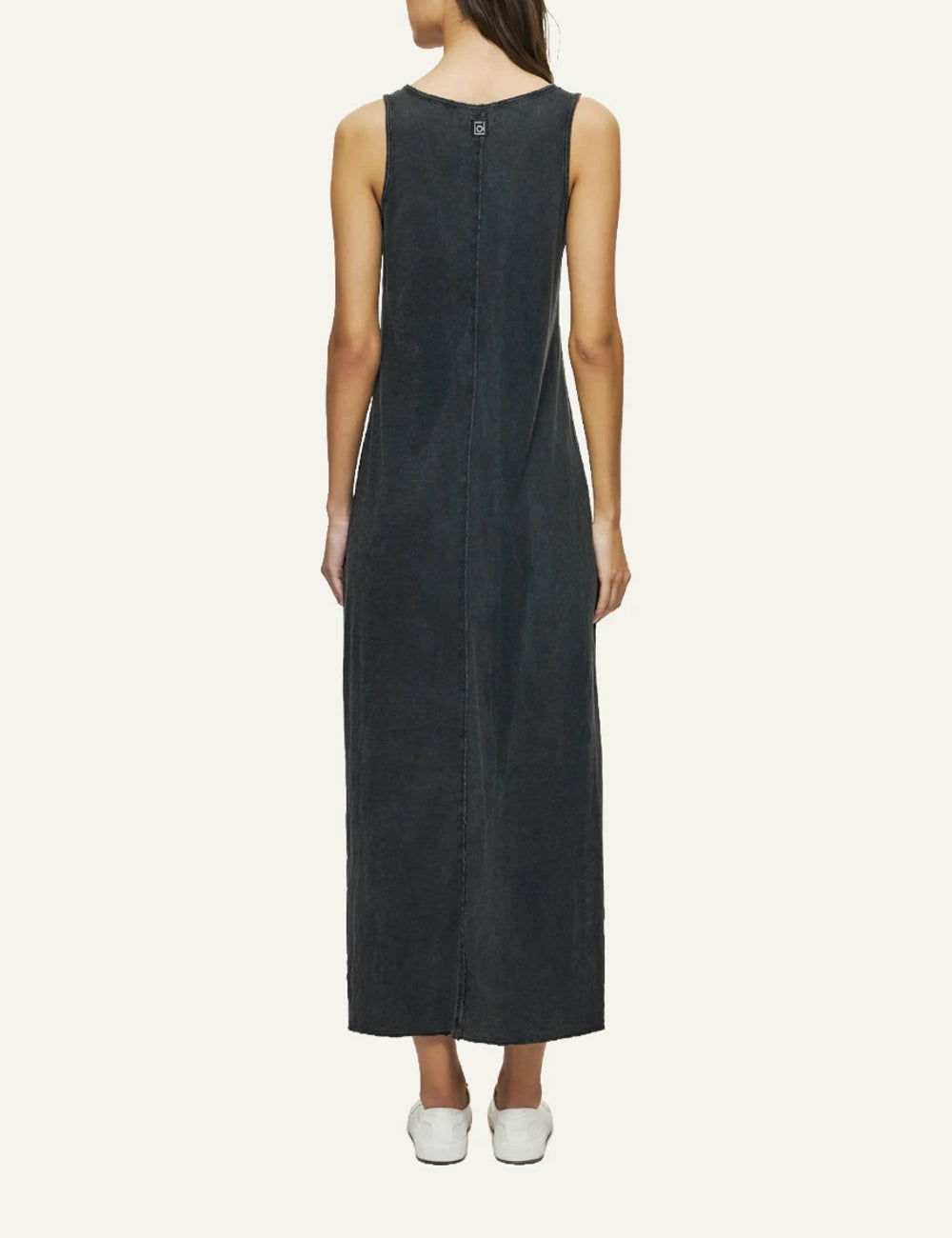 dirty laundry maxi tank dress black washed sleeveless relaxed fit side back model view