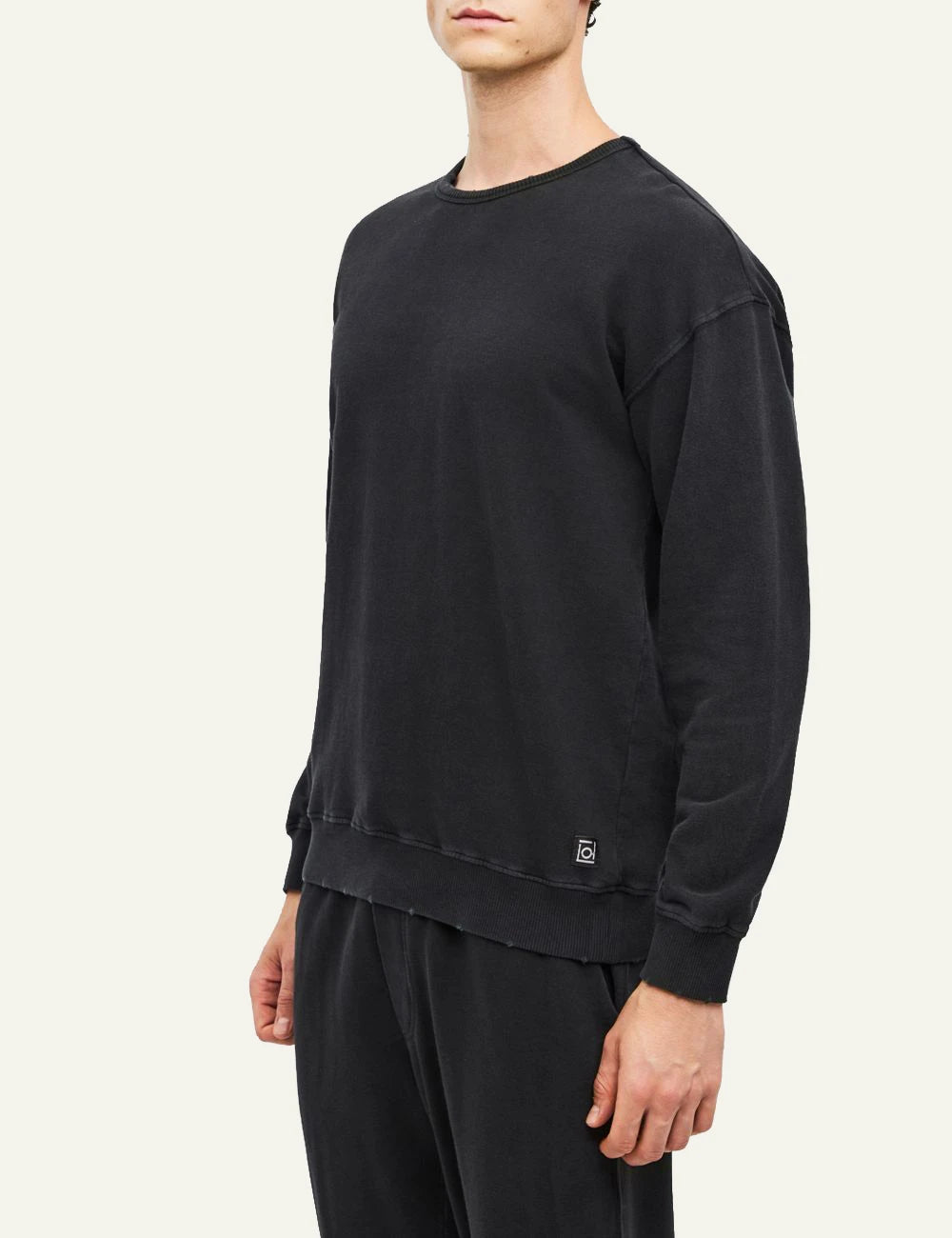Men's Dirty Laundry black cotton crewneck sweatshirt with ribbed trims side