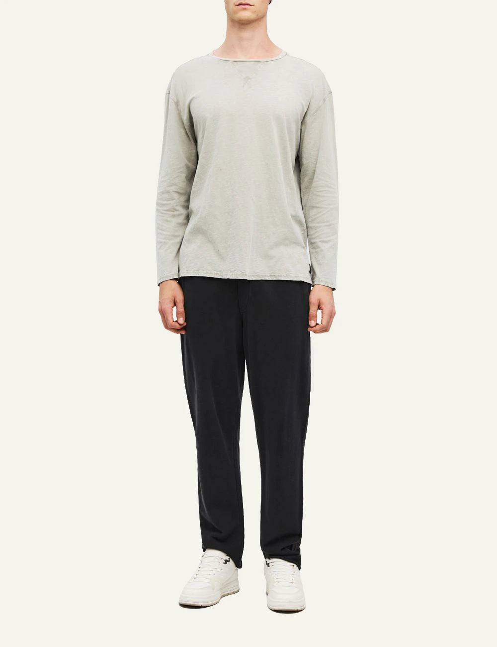Men's Dirty Laundry black cotton sweatpants with drawstring waist and raw details full body