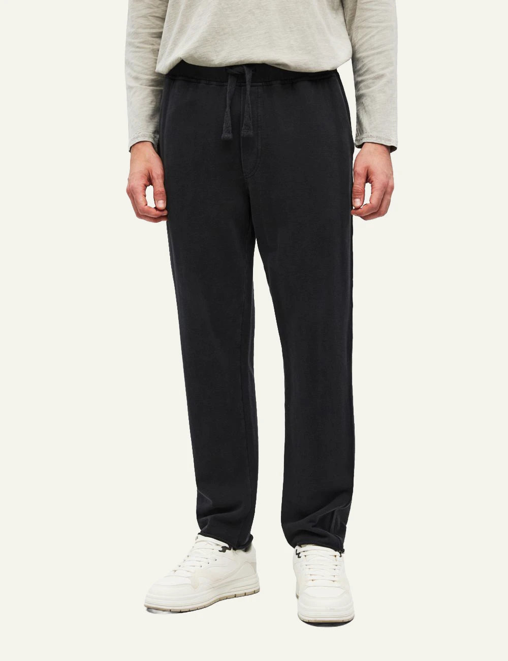 Men's Dirty Laundry black cotton sweatpants with drawstring waist and raw details