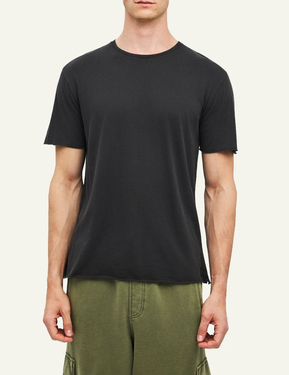 Men's Dirty Laundry black cotton T-shirt with regular fit and raw edge finish