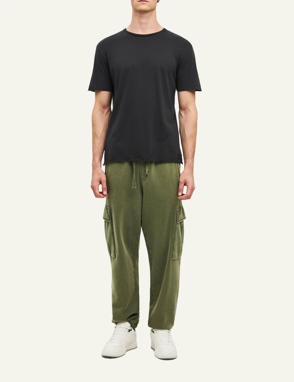 Men's Dirty Laundry black cotton T-shirt with regular fit and raw edge finish full body