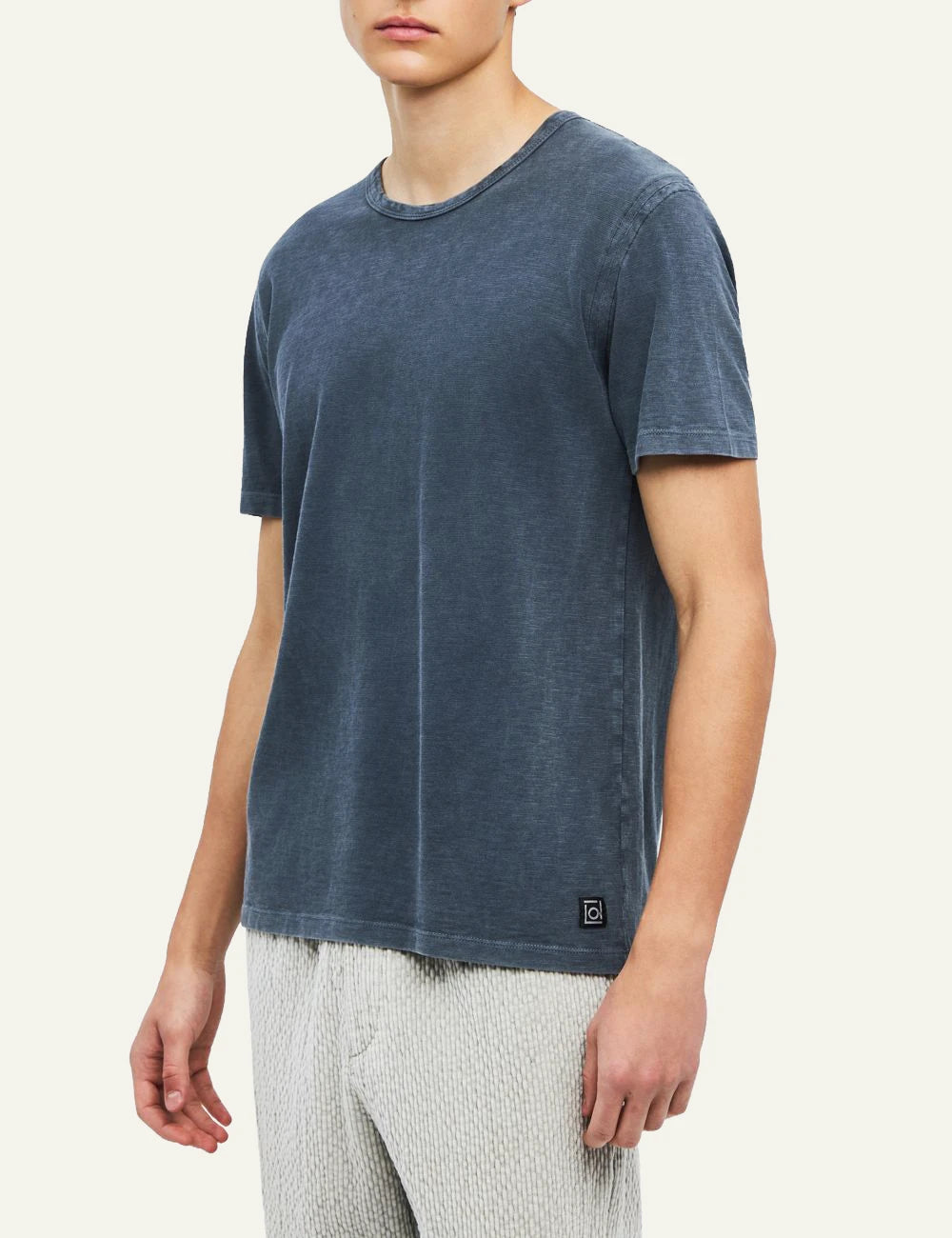 Men's Dirty Laundry blue slub cotton T-shirt with regular fit and crew neck side