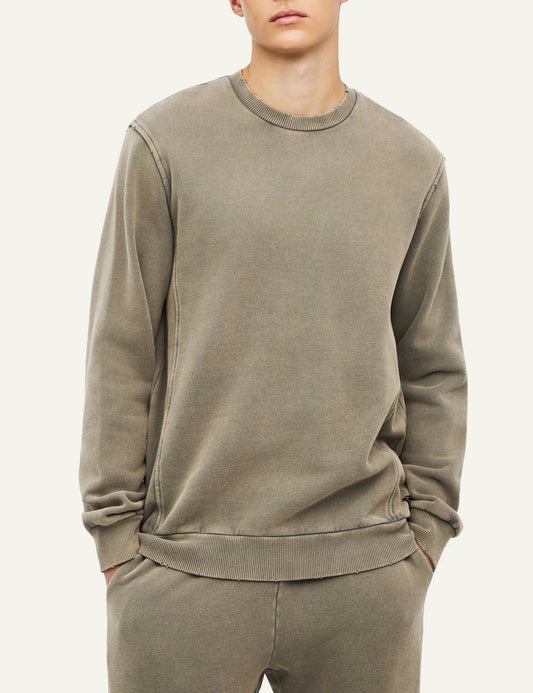 Men's Dirty Laundry grey beige cotton crewneck sweatshirt with raglan sleeves